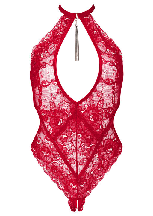 Fascinate Lace Keyhole Crotchless Lingerie Body image number 4.0