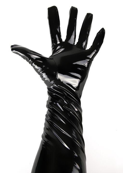 Wet Look Gloves Black image number 2.0