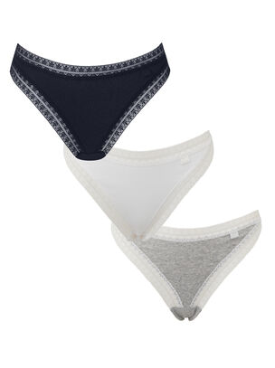 3 Pack Cotton Thong - Navy