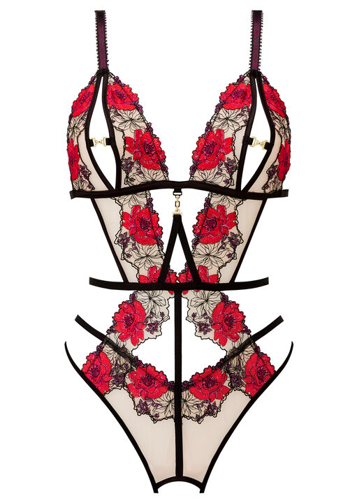 Caged Rose Crotchless Lingerie Body image number 4.0
