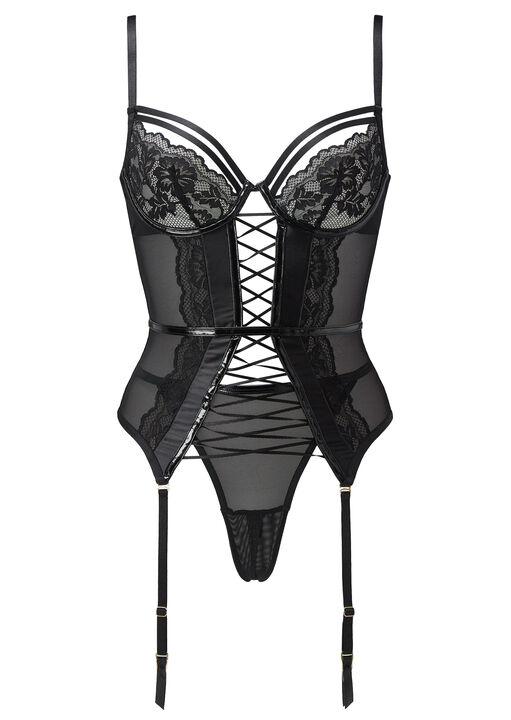 Hot Blooded Lace Crotchless Cami Suspender 2 Piece Set image number 5.0