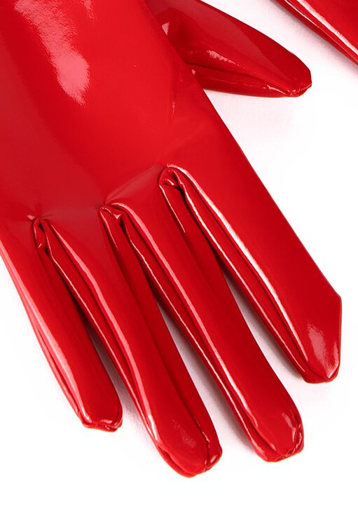 Wet Look Gloves Red image number 3.0
