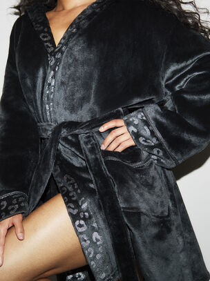 Signature Sparkle Fluffy Robe - Black