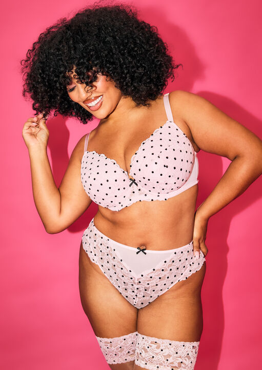 Sexy Lace Flocked Spot High Waist Brazilian image number 1.0