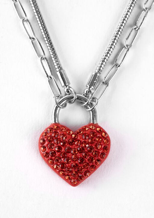 Diamante Heart Necklace Silver image number 4.0