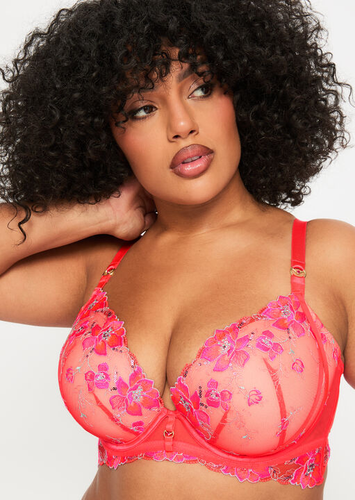 Glistening Padded Plunge Bra image number 1.0