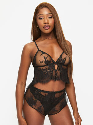 Availing All Over Lace Cami Set - Black
