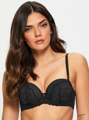 Sexy Lace Padded Multiway Bra - Black