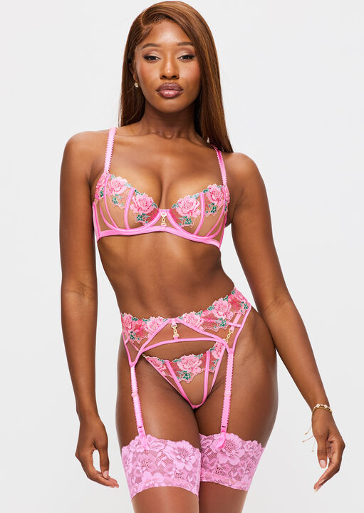 Caged Rose Non Padded Balcony Bra image number 6.0