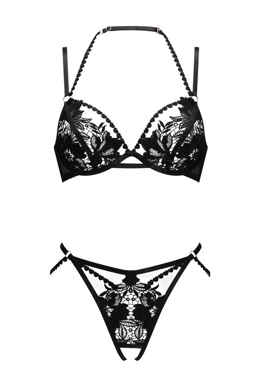 Nola Guipure Lace Crotchless Lingerie 2 Piece Set image number 5.0