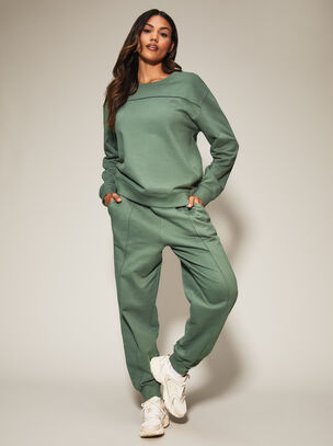 Knickerbox Jessica Cotton Sweat Jumper - Dark Green
