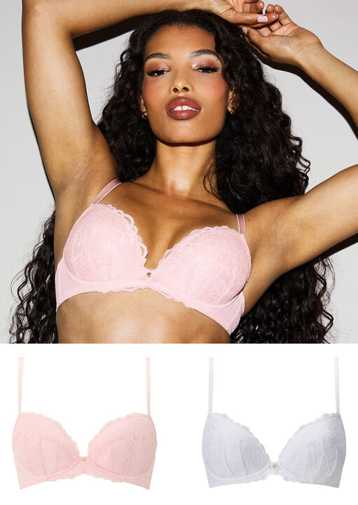 Sexy Lace Padded Plunge Bra - Pack of 2 image number 0.0