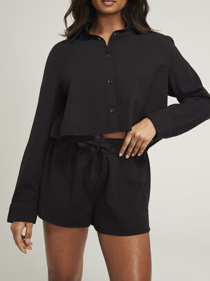 Sleep Cropped Shirt - Black