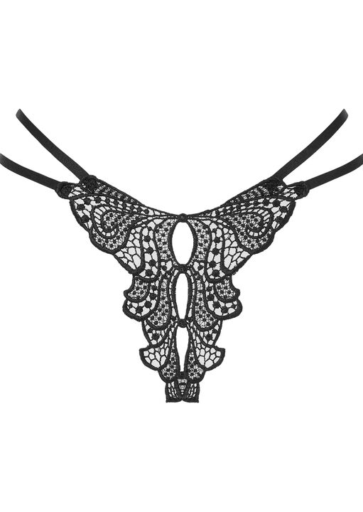 Forbidden Flutter Embroidered Crotchless String image number 4.0