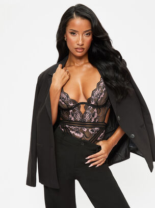 Embracing Lace Lingerie Body - Black/Pink