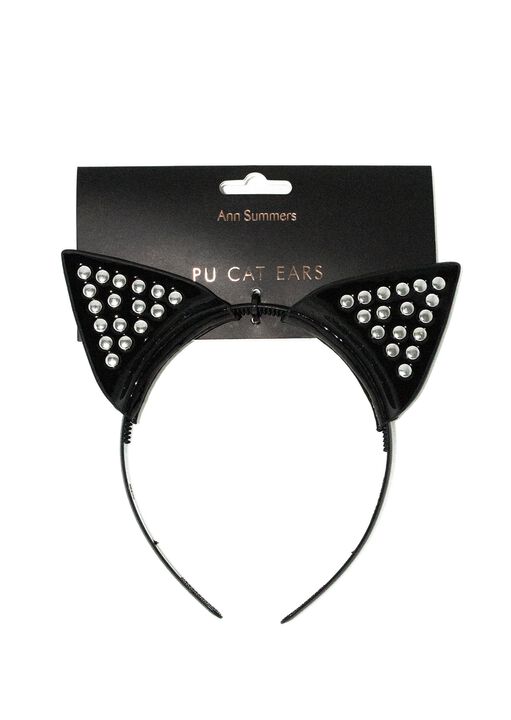 Headband with Studded Cat Ears image number 3.0