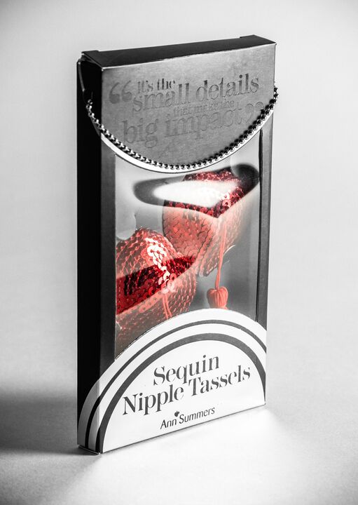 Sequin Nipple Tassel Red Hearts image number 3.0