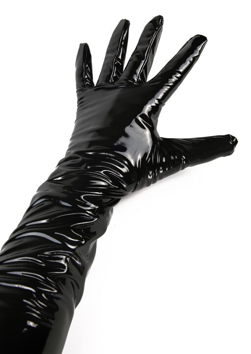 Wet Look Gloves Black image number 1.0