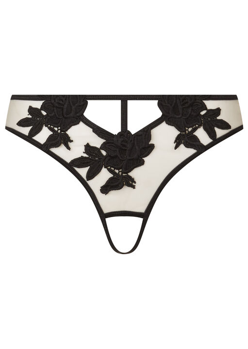 Floral Thrill Crotchless Thong image number 3.0