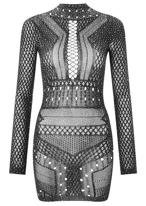 Jewelled Janelle Mini Fishnet Dress image number 5.0