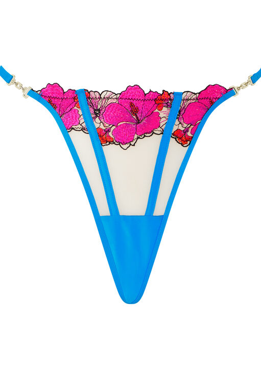 Caged Hibiscus Embroidered G-String image number 4.0