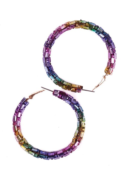 Rainbow Hoop Earrings image number 4.0