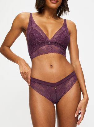 Louisa Ribbed Longline Triangle Bra - Dark Purple