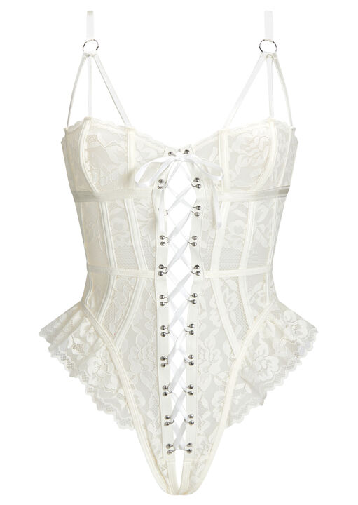 Boudoir Tease Lace Crotchless Teddy Lingerie image number 5.0