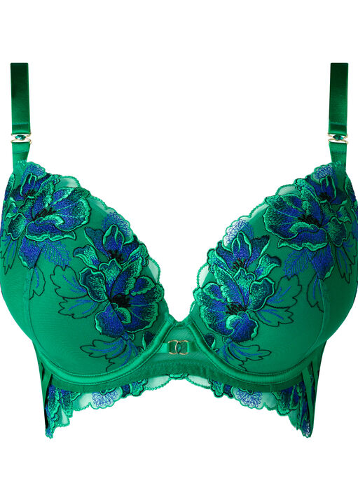 Forbidden Flora Embroidered Padded Plunge Bra image number 9.0