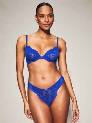 Knickerbox Olivia Lace Non Padded Plunge Bra - Cobalt