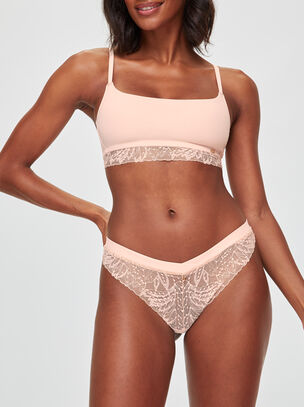 Knickerbox Louisa Lace Padded Crop Bralette - Pale Pink