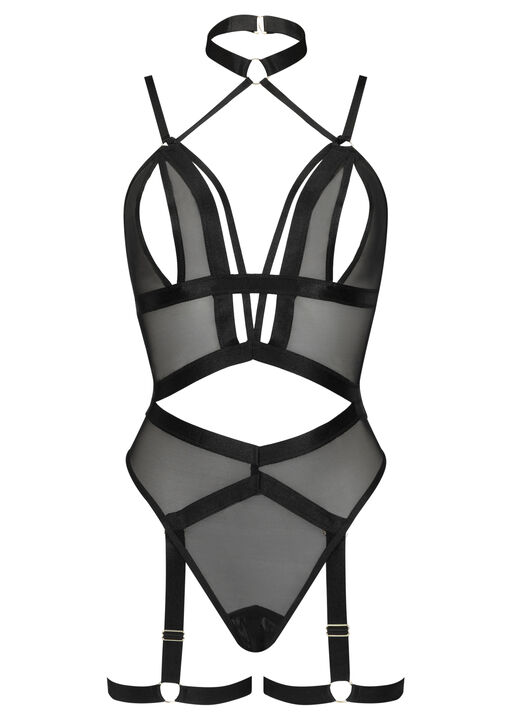 Shadow Mesh Peep Hole Crotchless Lingerie Body image number 5.0