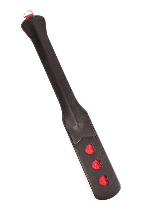 Red Faux Leather Triple Heart Spanker image number 1.0