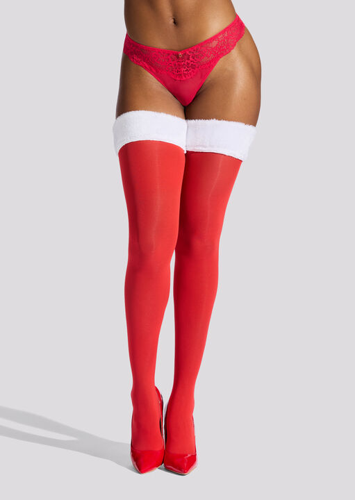 Fur Top Opaque Leg Hold Ups image number 2.0