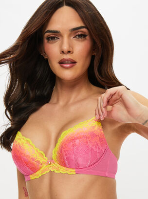 Sexy Lace Ombre Padded Plunge Bra