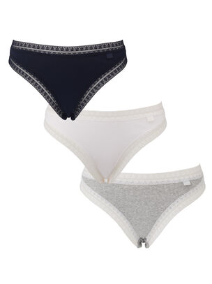 3 Pack Cotton High Leg Brief - Navy