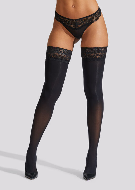 Lace Welt Opaque Hold Ups image number 1.0