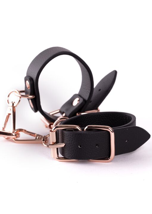 Signature Faux Leather Handcuffs with Lead image number 1.0