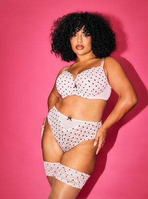 Sexy Lace Flocked Spot High Waist Brazilian