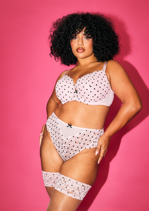 Sexy Lace Flocked Spot High Waist Brazilian image number 0.0