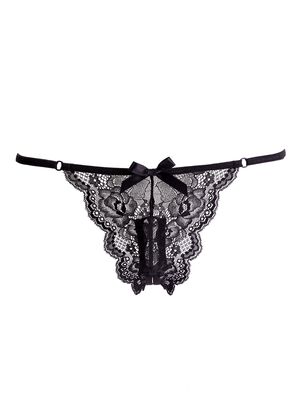 Lace Crotchless Thong with Removable Vibrating Bullet