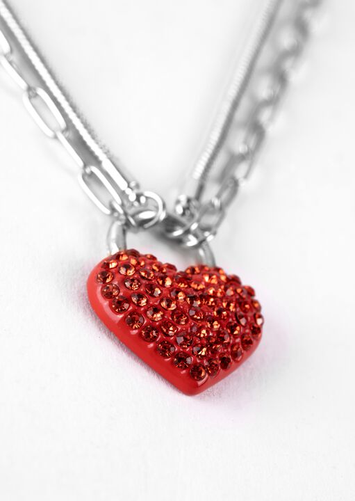 Diamante Heart Necklace Silver image number 5.0