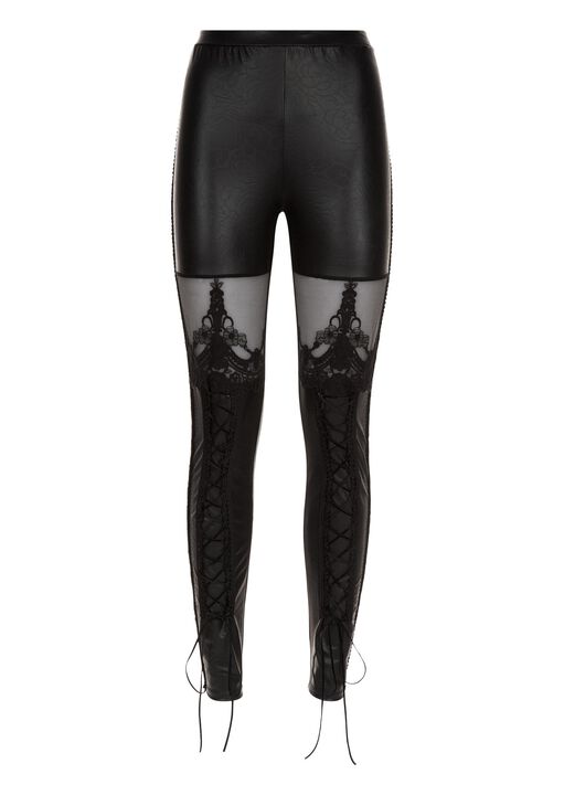 PU Lace Up Leggings image number 2.0
