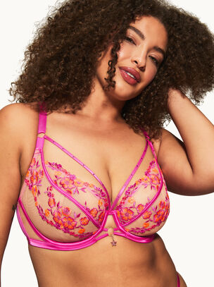 Tropical Tease Non Padded Fuller Bust Plunge Bra - Bright Pink