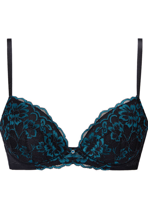 Sexy Lace Two Tone Padded Plunge Bra image number 8.0