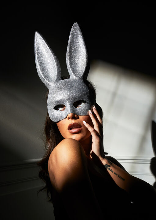 Bunny Mask Silver Glitter image number 1.0