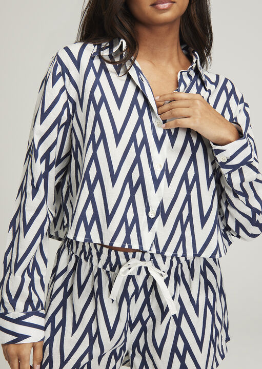 Deco Print Cropped Shirt image number 1.0