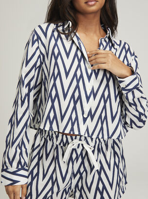 Deco Print Cropped Shirt