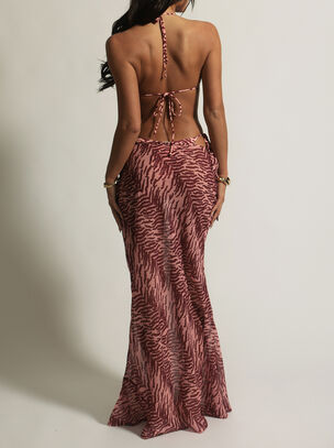 Zebra Mesh Maxi Skirt