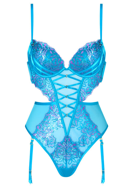 Pearlescent Embroidered Padded Lingerie Body image number 5.0
